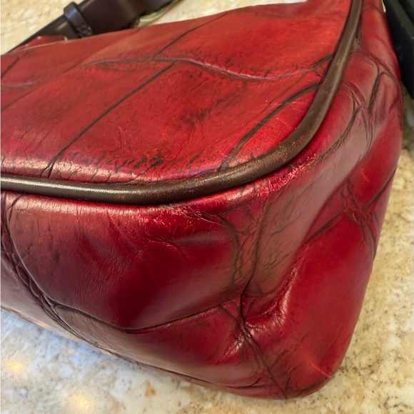 Dooney & Bourke Luna Red Croc Hobo Shoulder Bag Excellent Preowned Gorgeous - Picture 12 of 16